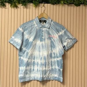 Dsquared2 Tie-Dye Waves Box Fit Polo Shirt Multi-Blue Size M